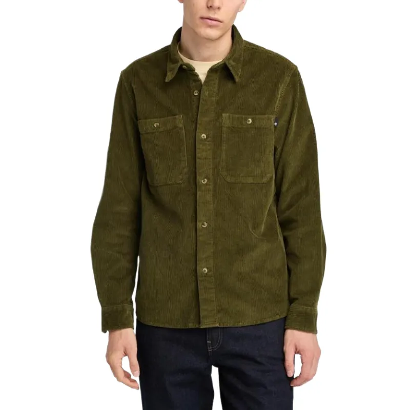 Timberland Shirts Men's Olive Green Lapel Moderate