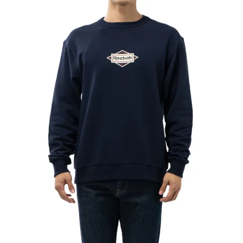 Reebok Sweatshirts Unisex Marine Blue Crew Neck Moderate