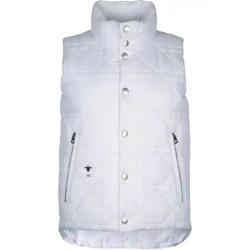 DIOR Vests Women's White Stand Collar Moderate Other