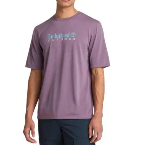 Timberland T Shirts Men's Purple Crew Neck Moderate