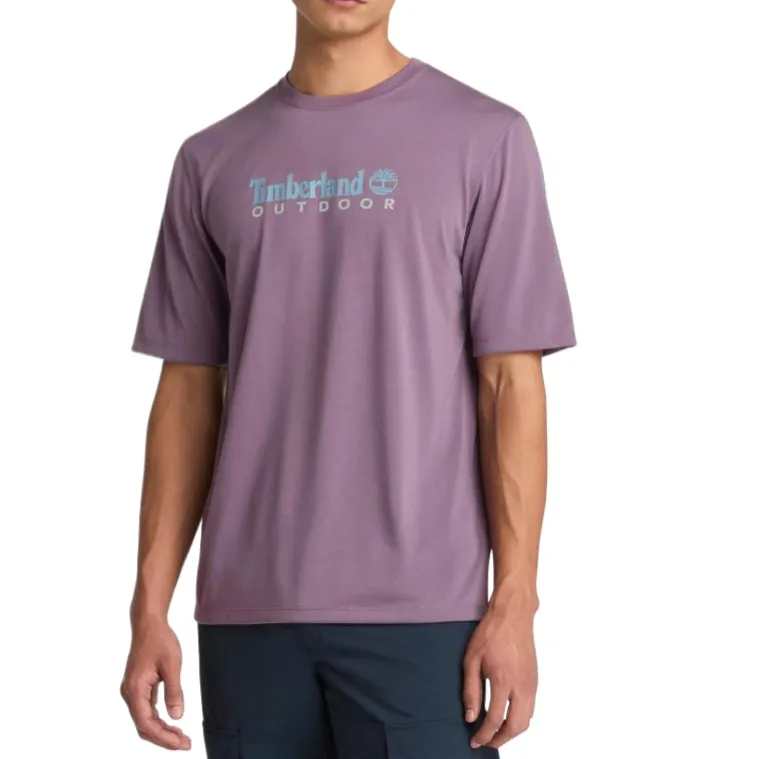 Timberland T Shirts Men's Purple Crew Neck Moderate