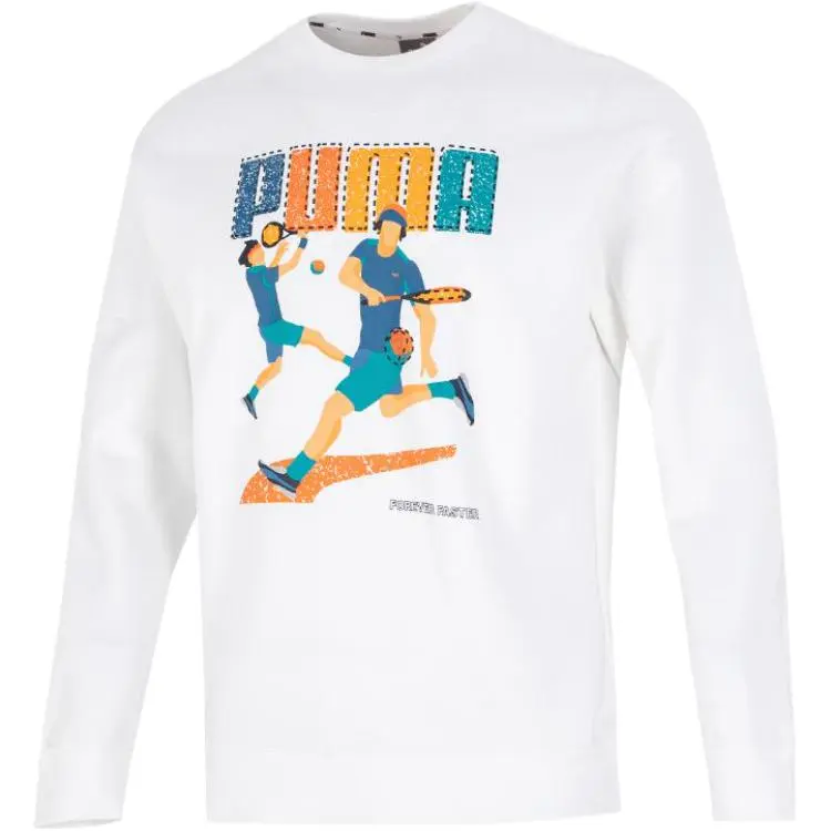 PUMA Sweatshirts Men's White Crew Neck Moderate Regular