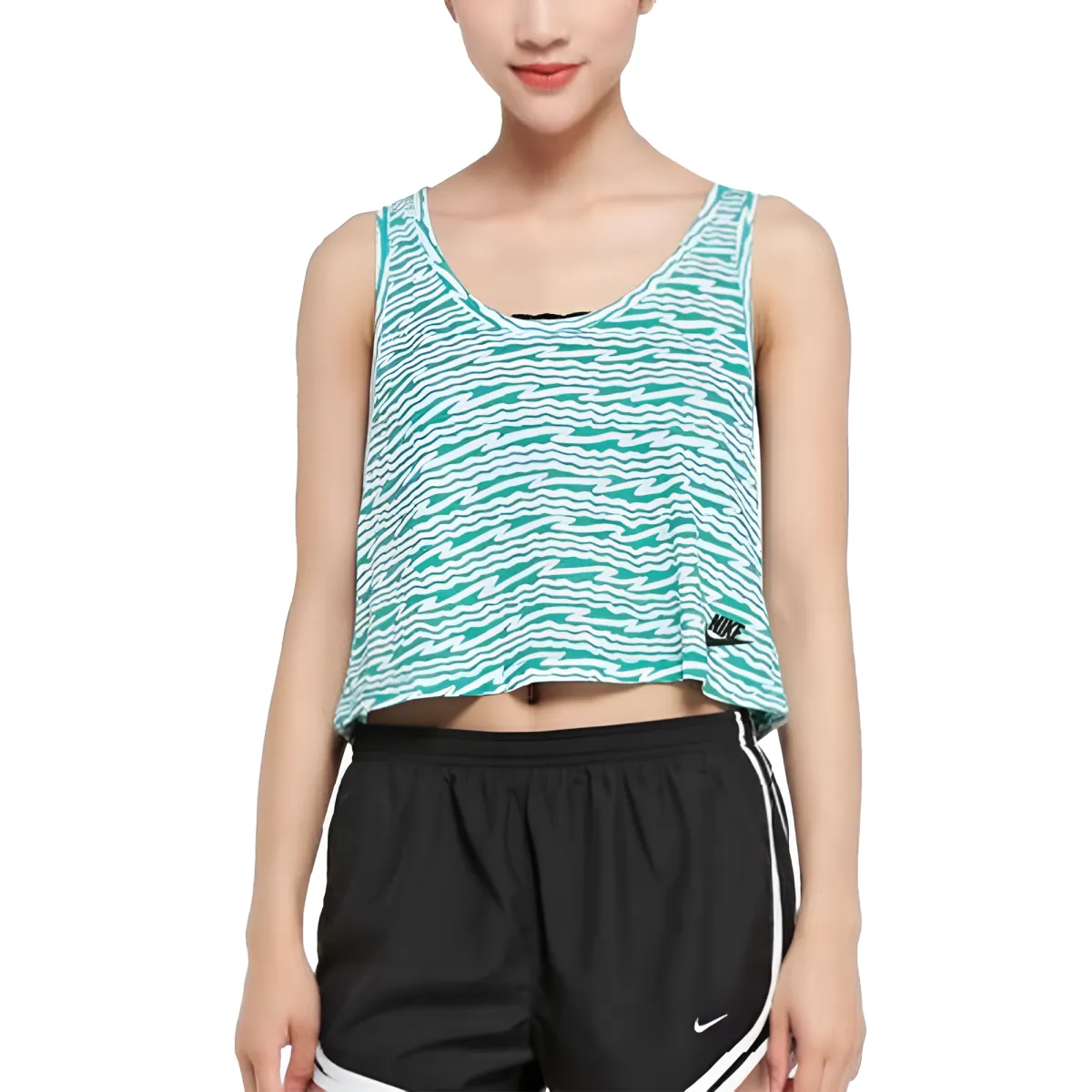 Nike Tank Tops Women's White Blue Crew Neck Moderate Other