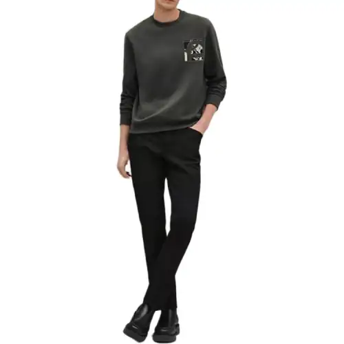 HERMES Sweatshirts Men's Green Crew Neck Moderate Other
