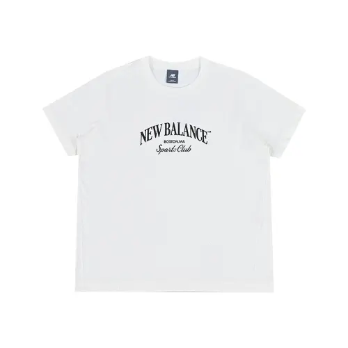 New Balance T Shirts Women's Ivory White Crew Neck Moderate Other