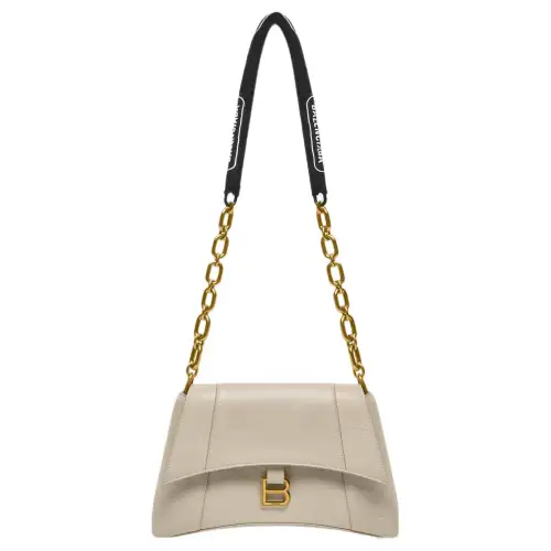 Balenciaga Women's Downtown Shoulder Bag With Chain Small Beige