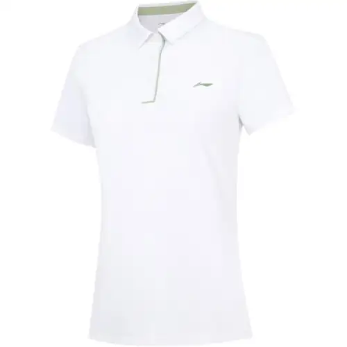 Li Ning Polo Shirts Women's Standard White Polo Collar Moderate Straight Fit