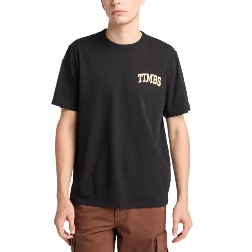 Timberland T Shirts Men's Black Crew Neck Moderate Straight Fit