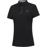 Li Ning Polo Shirts Women's Black Polo Collar Moderate Straight Fit
