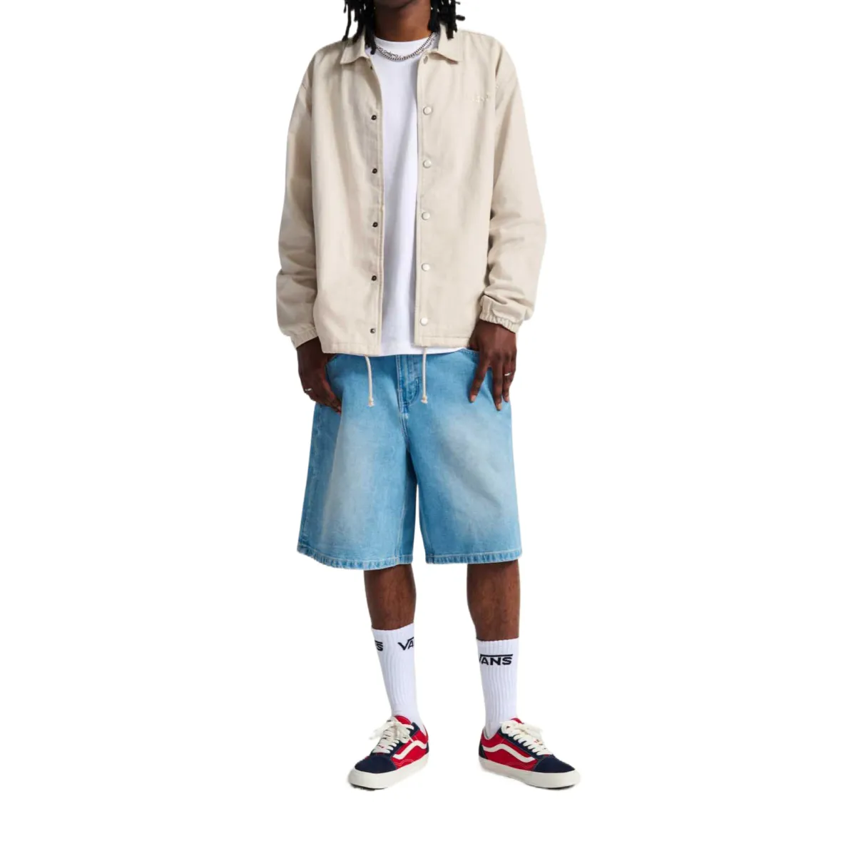 Vans Jackets Men's Beige Lapel Moderate Straight Fit