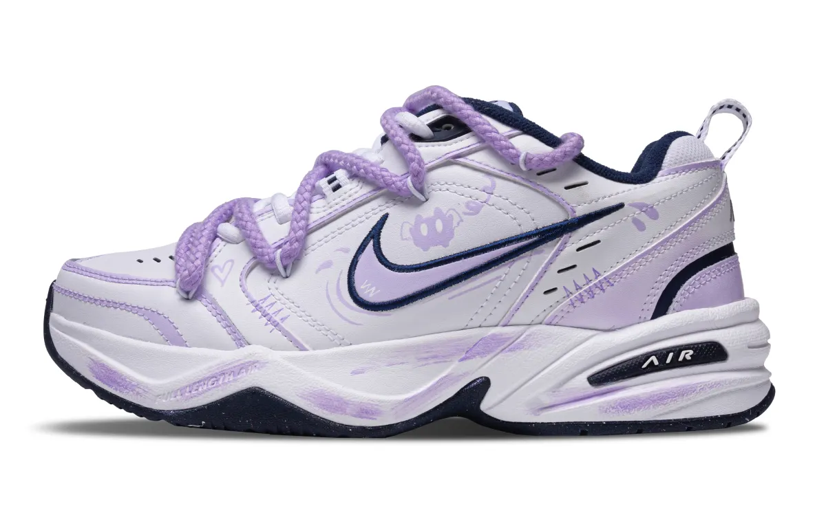 Nike Air Monarch 4 Pandora's Creation, Demon Low top Chunky Sneakers Unisex White Purple