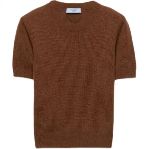 PRADA Ribbed Short Sleeve Sweater