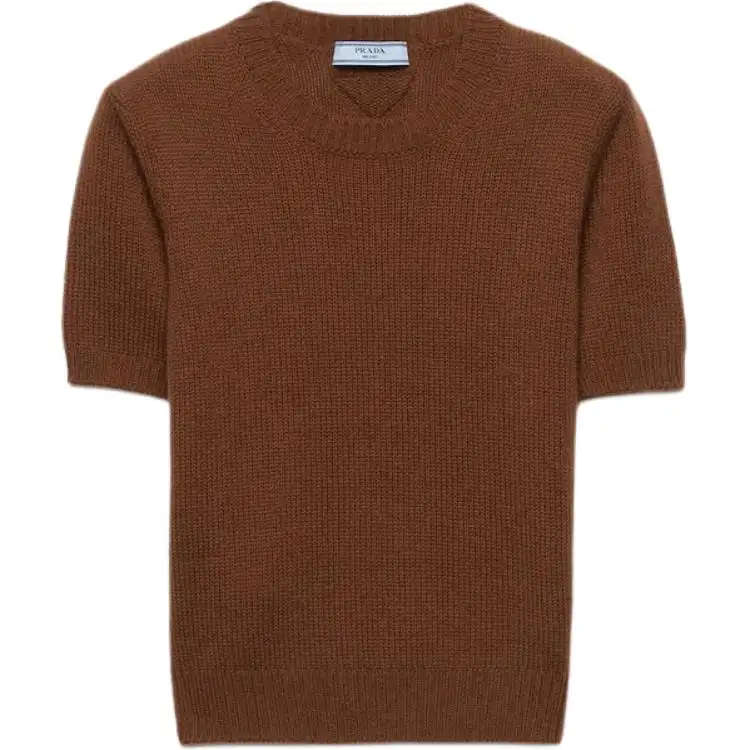 PRADA Ribbed Short Sleeve Sweater
