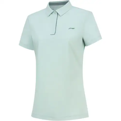 Li Ning Polo Shirts Women's Mossy Blue Polo Collar Moderate Straight Fit