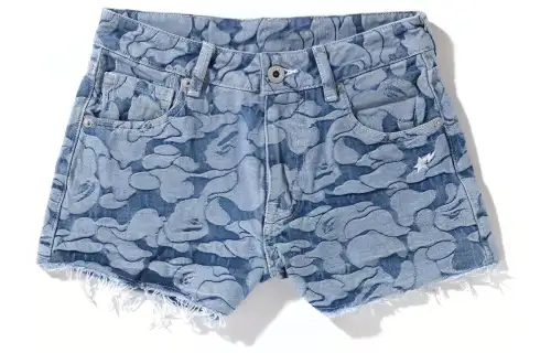 A BATHING APE Camouflage Denim Shorts Women's