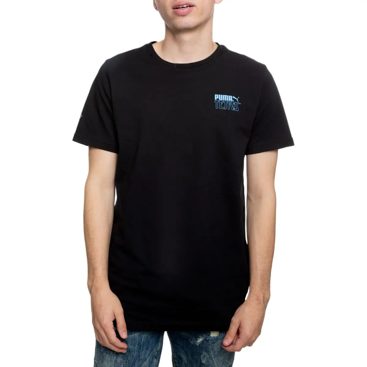 PUMA T-Shirts Men's Black Crew Neck Moderate