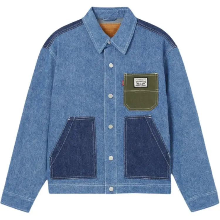 Levi's Denim Jackets Men's Marine Blue Lapel Moderate Multicolor
