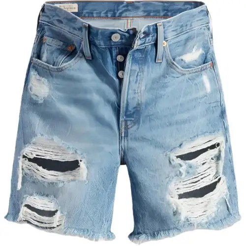 Levis Denim Shorts Women's Light Blue Moderate Ripped Pants