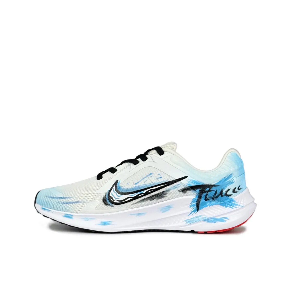Nike Quest 5 Mesh Breathable Cushioning Low top PHYLON Casual Training Running Shoes Men's White Blue