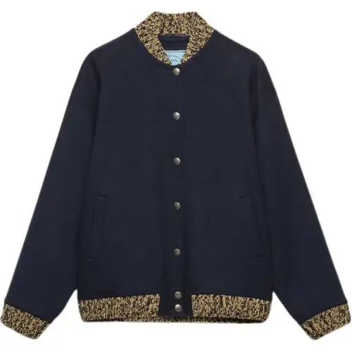 Prada knit-trimmed wool bomber jacket