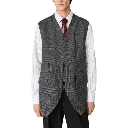 Bottega Veneta Vests Men's Black V Neck Moderate Other