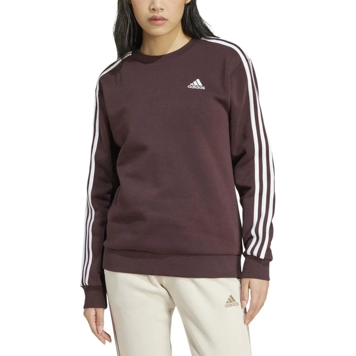 Adidas Clothing Sweatshirts Women's Brown Crew Neck Moderate