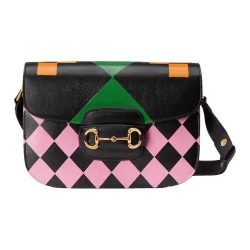 GUCCI Horsebit 1955 Leather Saddle Bag, Crossbody Bag, Shoulder Bag Small Unisex Black