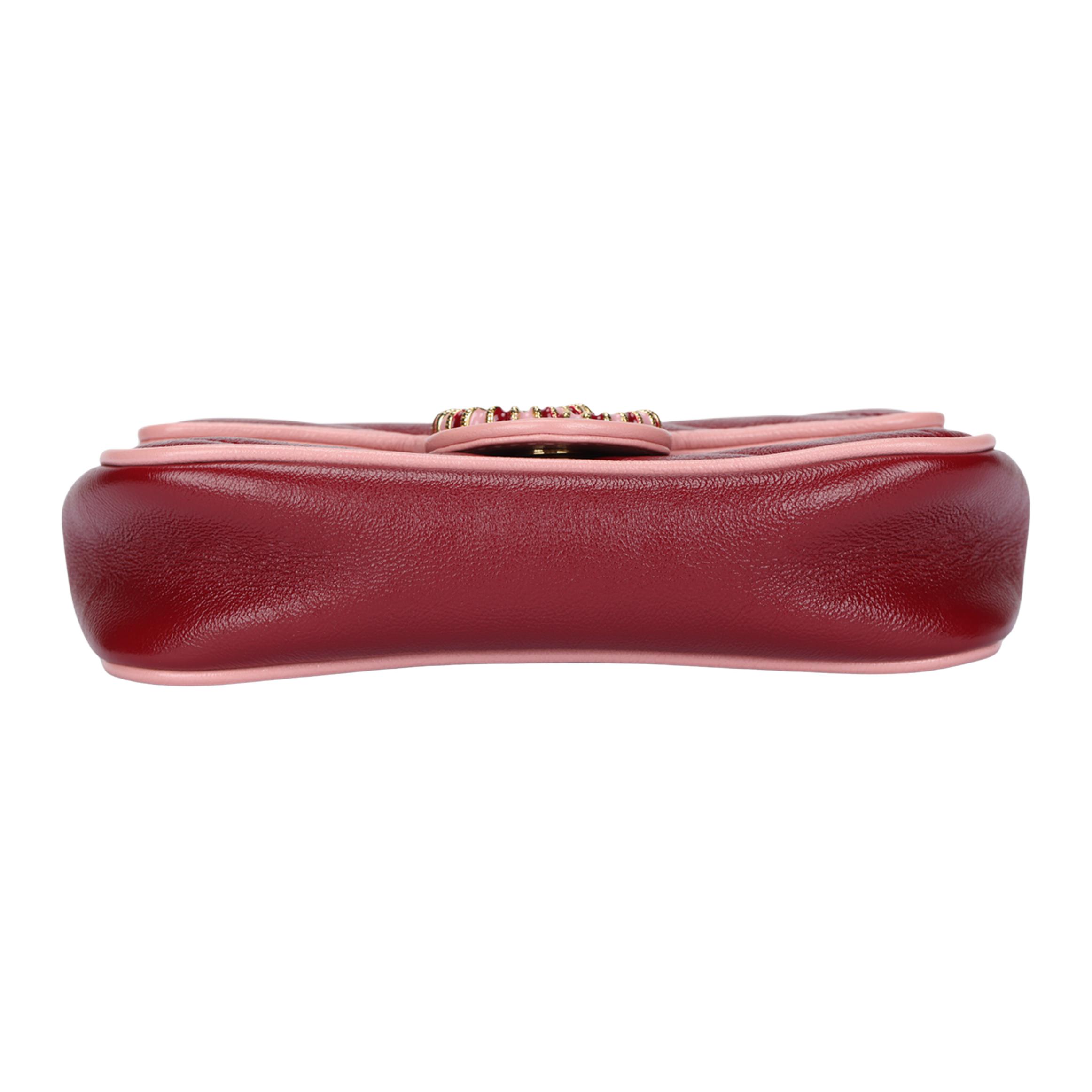 Сумка Gucci GG Marmont Logo (красно-розовая) — фото 4