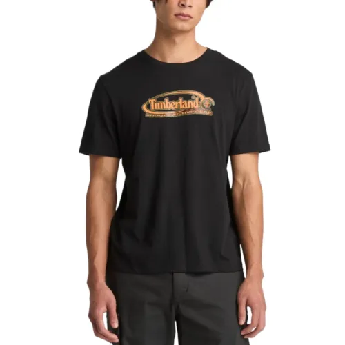 Timberland T Shirts Men's Black Crew Neck Moderate Straight Fit