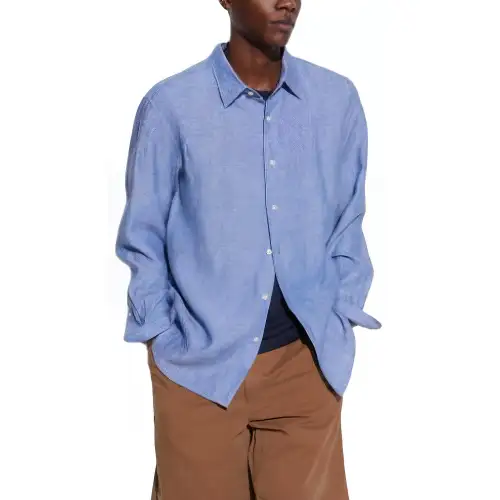UNIQLO Shirts Unisex Royal Blue Pointed Collar Moderate Other