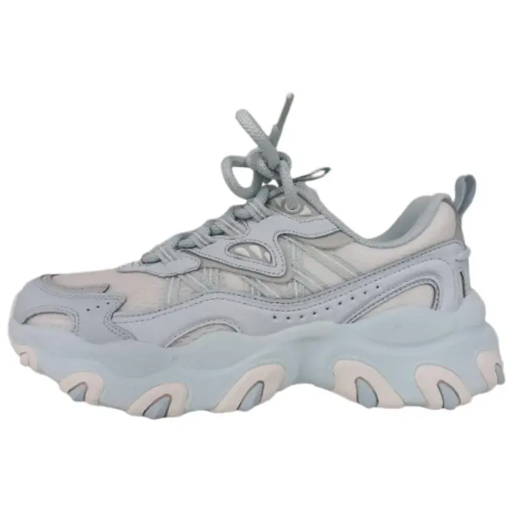 Li Ning Cat Paw Lite3 Synthetic Leather Abrasion Resistant Height Increasing Low top Chunky Sneakers Women's Blue