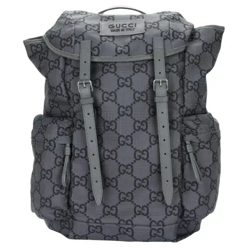 GUCCI Recycled Polyester Satin Binding Backpack Large Men's Dark Gray & Black