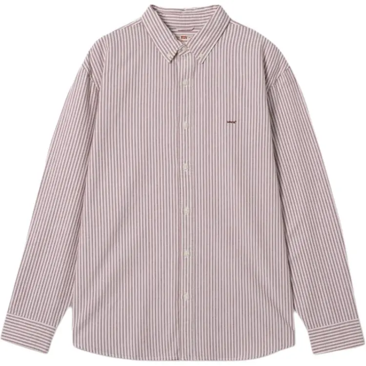 Levi's Shirts Men's Purple White Stripes Lapel Moderate