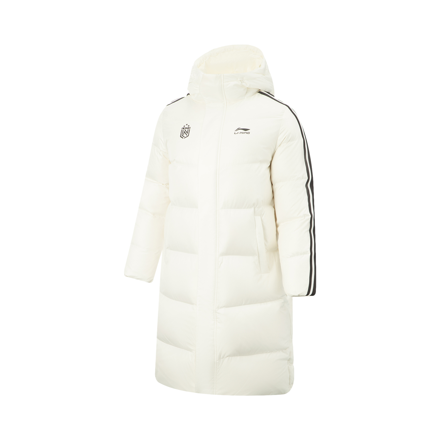 Li Ning, retro fashionable bag with hood, cream white down jacket for men and women, American style