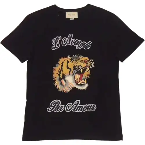GUCCI T Shirts Men's Black Crew Neck Thin