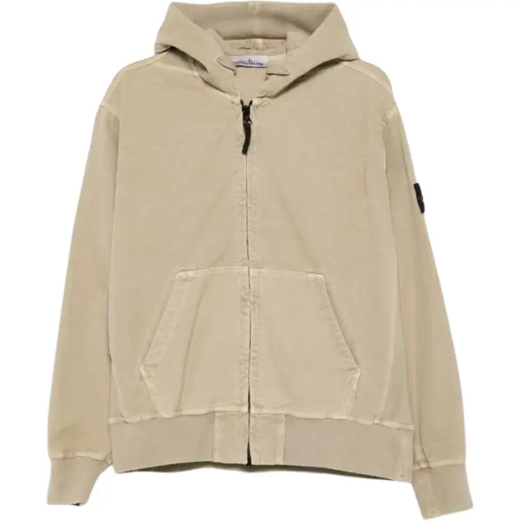 STONE ISLAND Oversized Fit Hooded Zip Up Sweatshirt