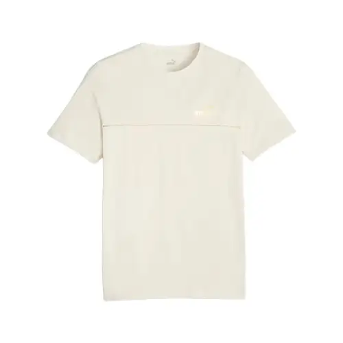 PUMA T Shirts Men's Ecru Crew Neck Moderate Straight Fit