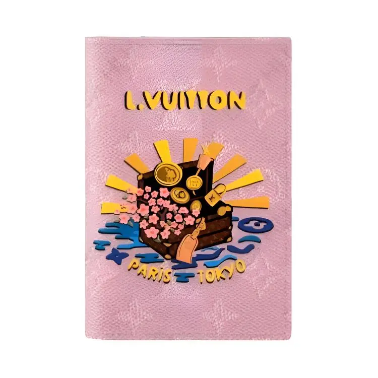LOUIS VUITTON NIGO Collaboration Patterned Print Monogram Coated Canvas Passport Holder Men's Pink