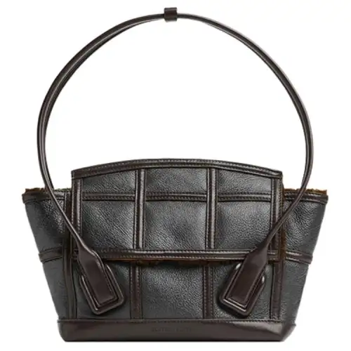 Bottega Veneta Arco Shearling With Cow Leather One Shoulder Handbag Small Women's Dark Brown