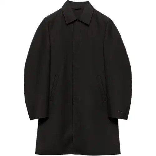 PRADA Trench Coats Men's Black Lapel Moderate
