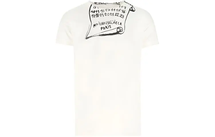 Maison Margiela T-Shirts Men's White Crew Neck Moderate Straight Fit