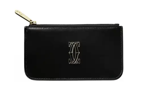 CARTIER Cow Leather Card Holder Regular Women's Black