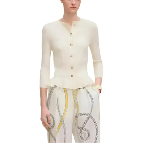 HERMES Sweater Women's Ivory White