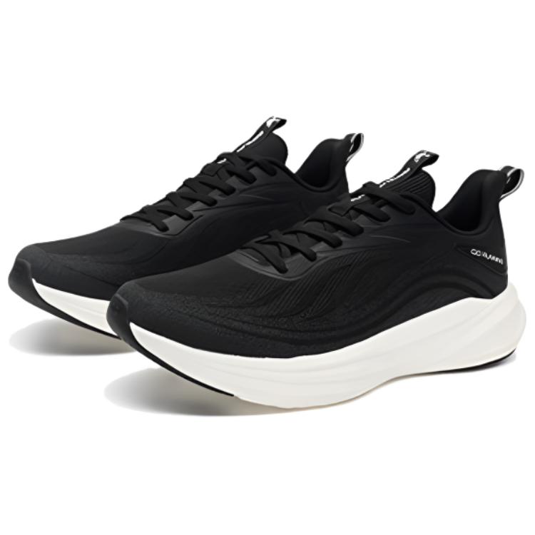 QIAODAN Fashion Trend Cushioning Abrasion Resistant Breathable Low top Casual Running Shoes Men’s Black White