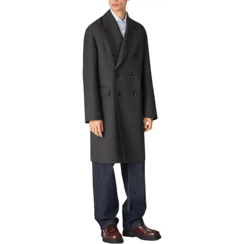 Bottega Veneta Coats Men's Coal Gray Lapel Moderate Straight Fit