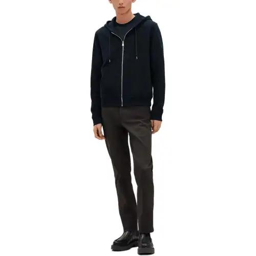 HERMES Sweatshirts Men's Navy Hooded Moderate Cardigan