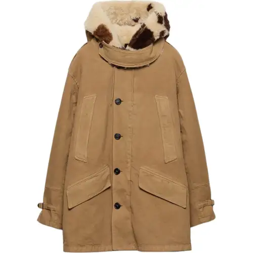 PRADA Hooded Shearling trimmed Parka