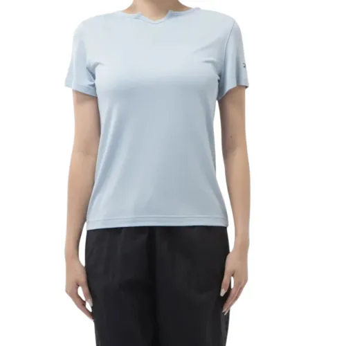 Reebok T Shirts Women's Blue Crew Neck Moderate Straight Fit
