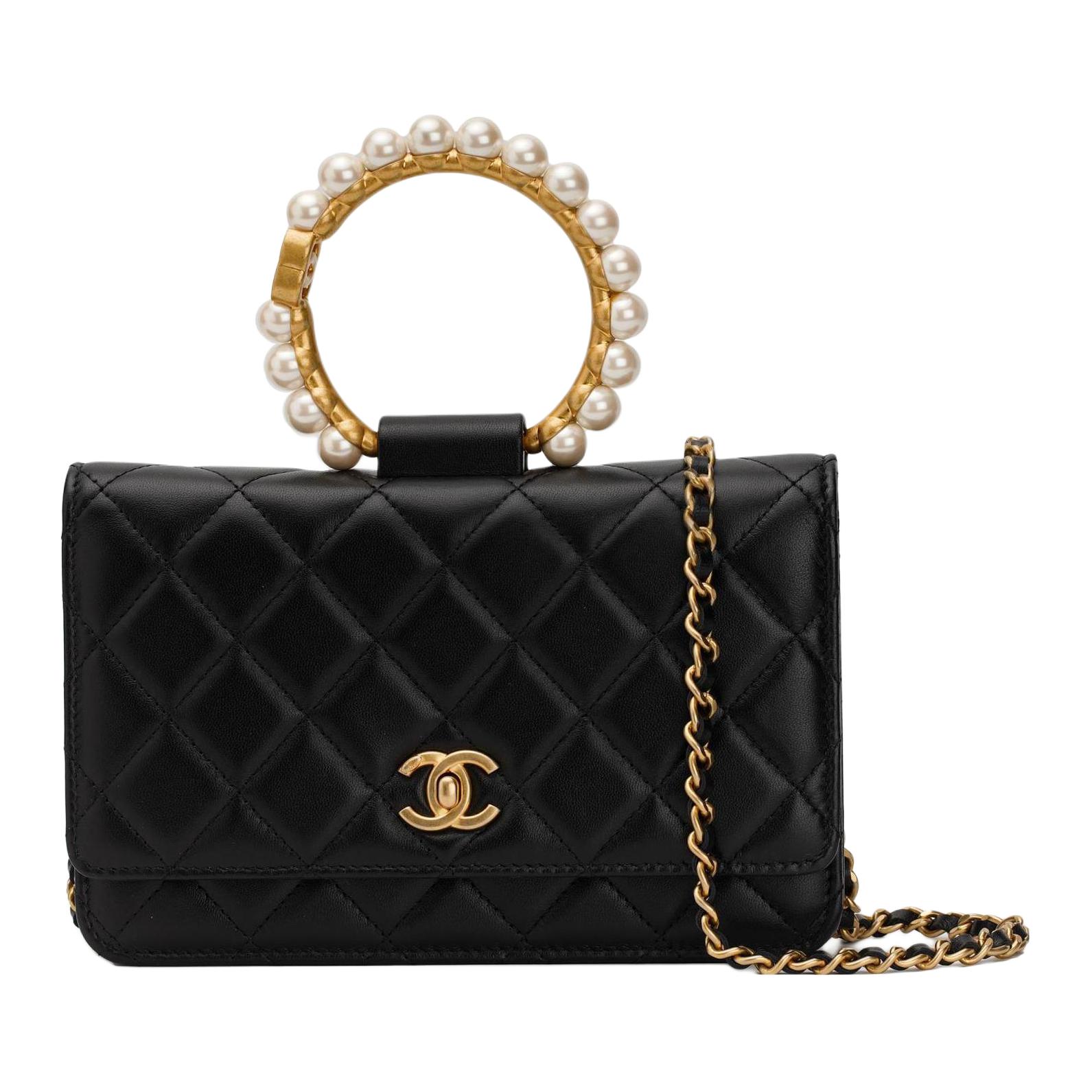CHANEL Chanel, handle with diamond pattern, wallet, purse, black one-shoulder bag