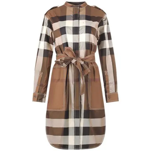 【Previous Season】checked tied-waist shirt dress